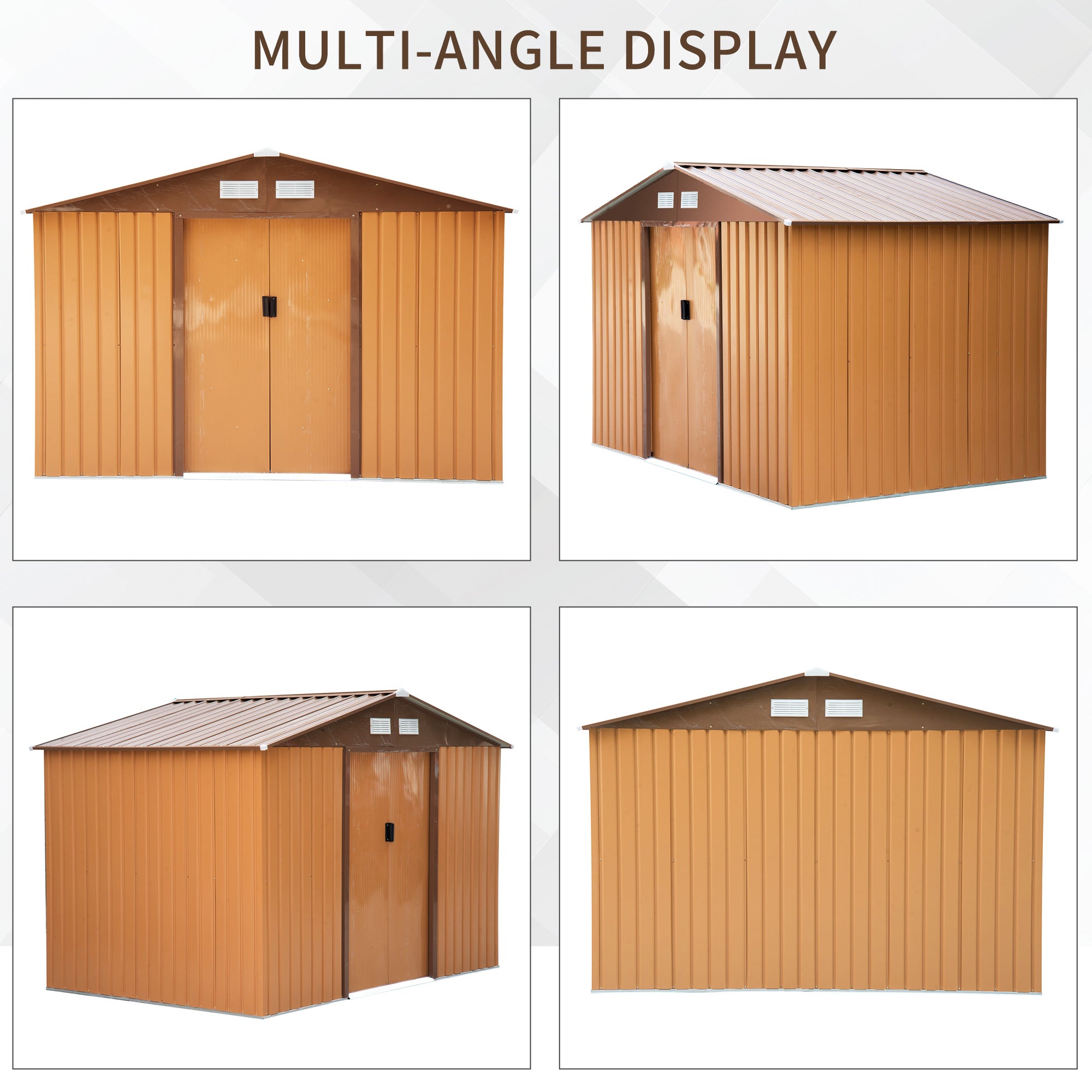 Outsunny 9 x 6FT Garden Metal Storage Shed Outdoor Storage Shed with Foundation Ventilation & Doors, Yellow - anydaydirect