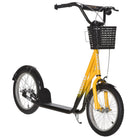 HOMCOM Kiddie Cruiser: Adjustable Scooter with Dual Brakes, Basket & Cupholder, 16" Inflatable Tyres, Tangerine Hue - anydaydirect