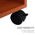HOMCOM Multi-Storage Compact Work Desk, with Wheels - Cherry Wood Colour - anydaydirect