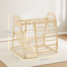 AIYAPLAY 6 in 1 Kids Climbing Frame with Slide, Monkey Bars, Gymnastics Rings, Ladder, Climbing Net, for 3-6 Years, Natural Tone - anydaydirect
