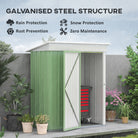 Outsunny 5'x3'x6' Metal Garden Shed Roofed Lean-to Shed for Tool Motor Bike, with Adjustable Shelf, Lock, Gloves, Green - anydaydirect