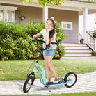 HOMCOM Teen Kids Stunt Scooter w/ Adjustable Handlebar, 12 Inch Rubber Tyres, Dual Brakes, Blue - anydaydirect