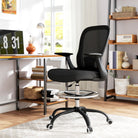 HOMCOM Draughtsman Chair, Mesh Drafting Chair, Ergonomic Office Chair with Flip-up Armrest, Adjustable Foot Ring, Black - anydaydirect