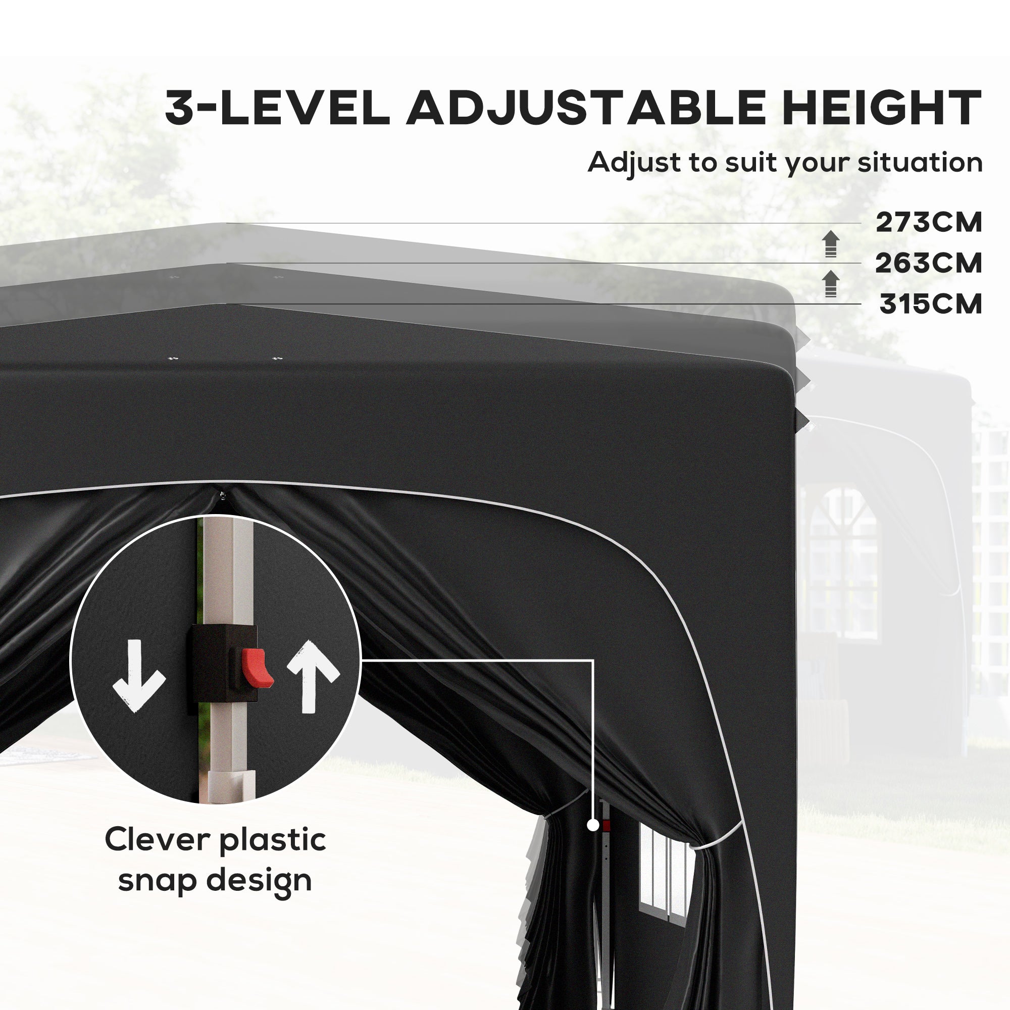 Outsunny 3 x 3m Pop-Up Gazebo Shelter, with Accessories - Black - anydaydirect