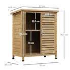Outsunny Garden Shed Wooden Garden Storage Shed 2 Door Unit Solid Fir Wood Garage Tool Organisation Cabinet, 87L x 46.5W x 96.5Hcm, Grey - anydaydirect