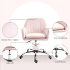 HOMCOM Velvet-Feel Tub Office Chair, with Seat Cushion - Pink - anydaydirect