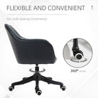 Vinsetto Velvet Office Chair, Desk Chair, Makeup Vanity Chair with Massage Lumbar Pillow and Rolling Wheels for Bedroom and Home, Deep Blue - anydaydirect