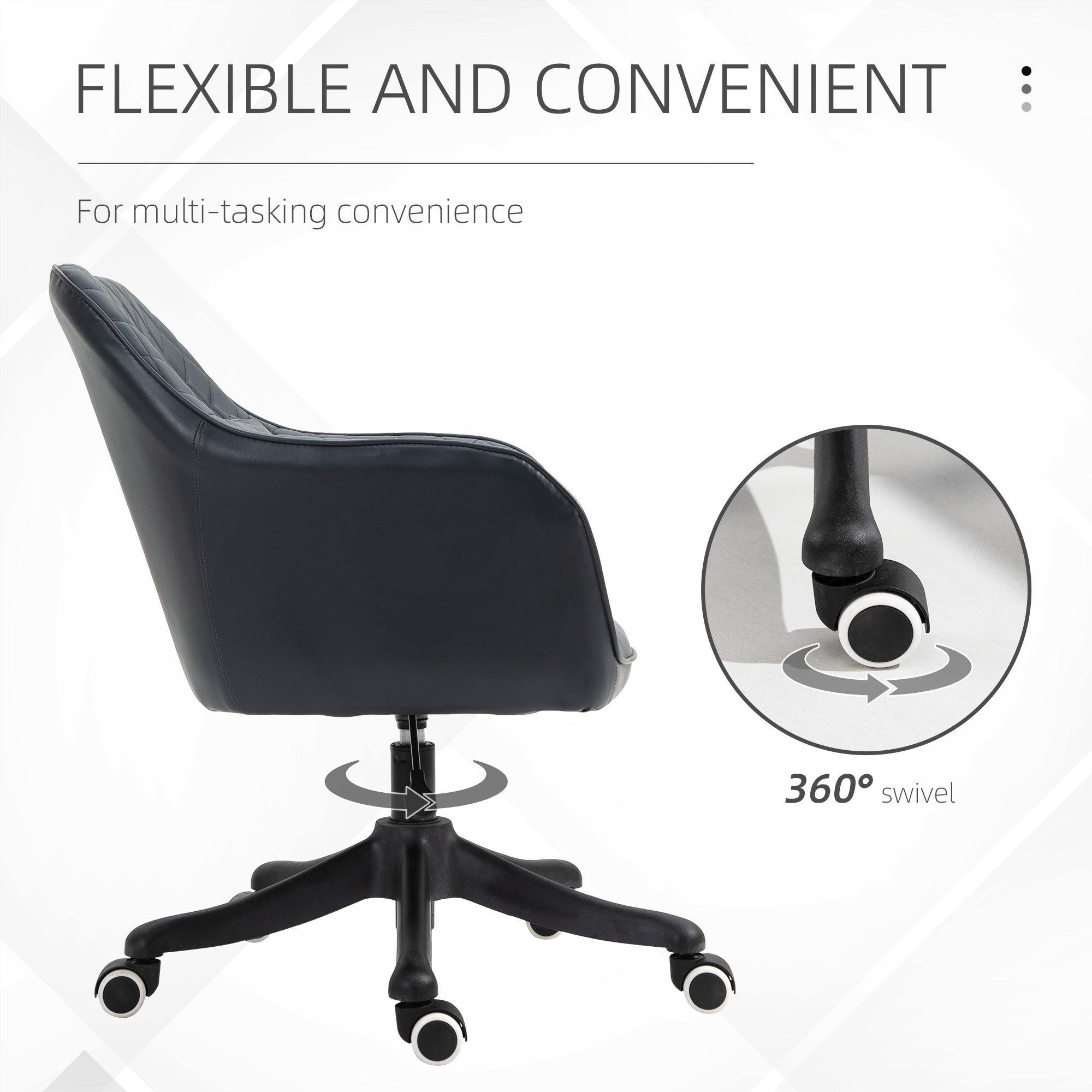 Vinsetto Velvet Office Chair, Desk Chair, Makeup Vanity Chair with Massage Lumbar Pillow and Rolling Wheels for Bedroom and Home, Deep Blue - anydaydirect