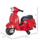 HOMCOM Vespa Licensed Kids Ride On Motorcycle 6V Battery Powered Electric Trike Toys for 18-36 Months with Horn Headlight Red - anydaydirect