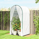 Outsunny Mini Greenhouse, Portable Green House with Roll-Up Door, PE Base, Small Greenhouse, 100 x 100 x 195 cm, White - anydaydirect