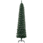 HOMCOM 7.5FT Artificial Christmas Tree Snow Dipped Xmas Pencil Tree Holiday Home Indoor Decoration with Foldable Black Stand, Green - anydaydirect