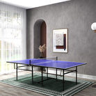 SPORTNOW 9FT Folding Table Tennis Table with Four Wheels, for Indoor Use, Blue - anydaydirect