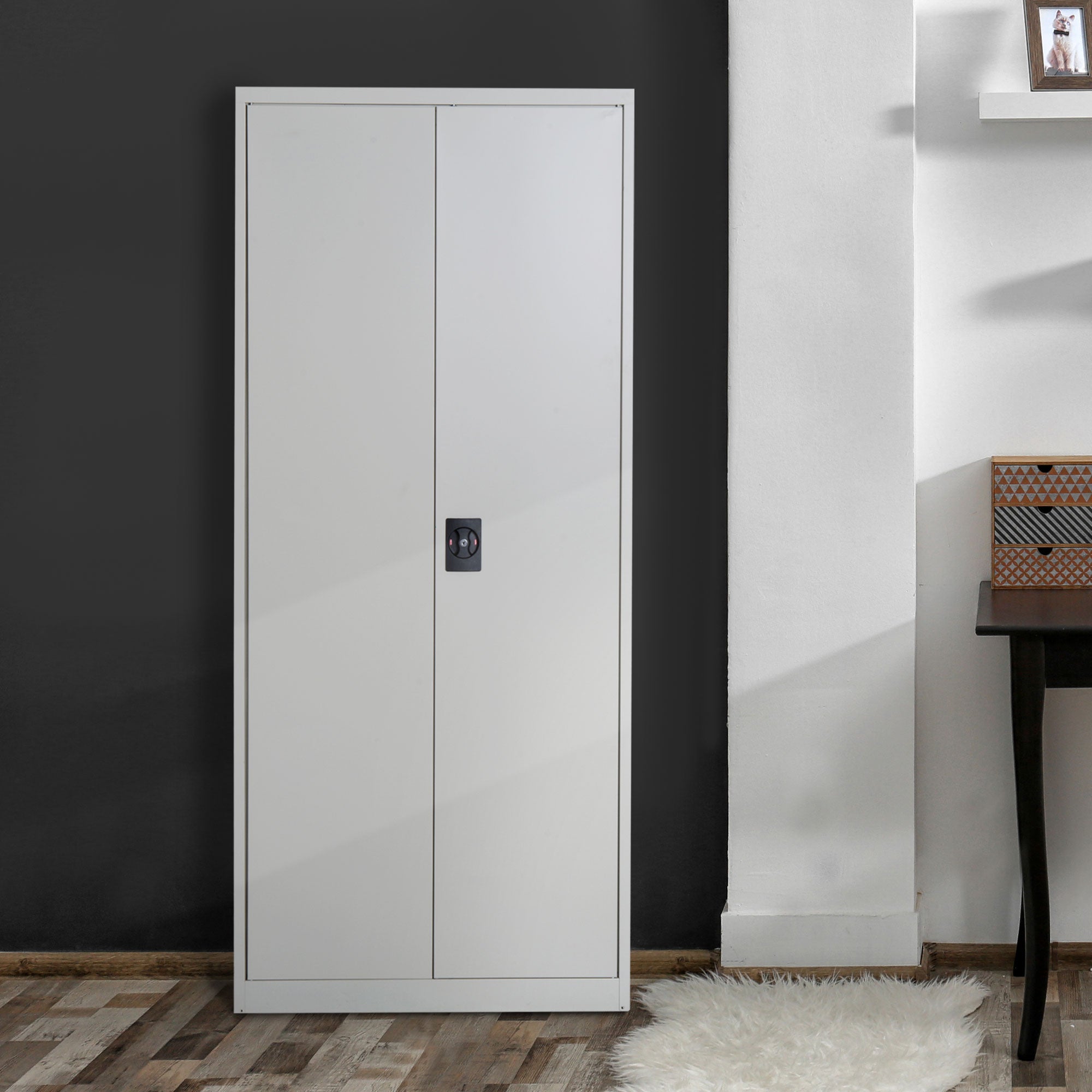 Vinsetto Cool Rolled Steel Tall Office Lockable Filing Cabinet 2 Doors 4 Internal Adjustable Shelves Bookcase Cabinet Storage Unit 80 L x 40 W x 184 cm - anydaydirect