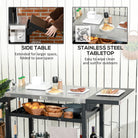 Outsunny Multi-Feature BBQ Grill Table, with Stainless Steel Top - Black - anydaydirect
