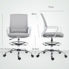 HOMCOM Draughtsman Chair, Mesh Drafting Chair, Ergonomic Office Chair with Lumbar Support, Adjustable Foot Ring, Grey - anydaydirect