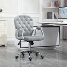 Vinsetto Office Chair, Swivel Desk Chair, Velvet Vanity Chair with Adjustable Height and Rolling Wheels for Home Work Study, Grey - anydaydirect