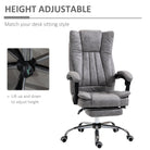 Vinsetto Home Office Chair Microfibre Desk Chair with Reclining Function Armrests Swivel Wheels Footrest Grey - anydaydirect