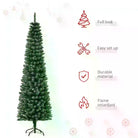 HOMCOM 6.5FT Artificial Snow Dipped Christmas Tree Xmas Pencil Tree Holiday Home Indoor Decoration with Foldable Black Stand, Green - anydaydirect