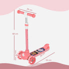 AIYAPLAY Kids 3 Wheel Scooter for 2-6 Years Old w/ Adjustable Height, LED Light, TPE Handlebar, Pink - anydaydirect