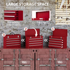 DURHAND Lockable Metal Tool Box, 4 Drawer Tool Chest with Latches, Handle, Ball Bearing Runners, Red - anydaydirect