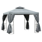 Outsunny 3 x 3 m Garden Gazebo Double Roof Marquee Patio Wedding Party Tent Canopy Shelter with Sidewalls, (Dark Grey) - anydaydirect