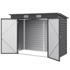 Outsunny 8 x 4FT Galvanised Garden Storage Shed, Metal Outdoor Shed with Double Doors and 2 Vents, Grey - anydaydirect