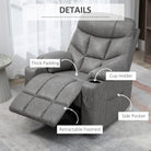 HOMCOM Thick Padded Faux Leather Recliner Armchair - Light Grey - anydaydirect