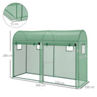 Outsunny Garden Plant Tomato Growth Greenhouse W/ Double Doors & 4 Windows  PE Cover Steel Frame Green, 3L x 1W x 2H (m) - anydaydirect