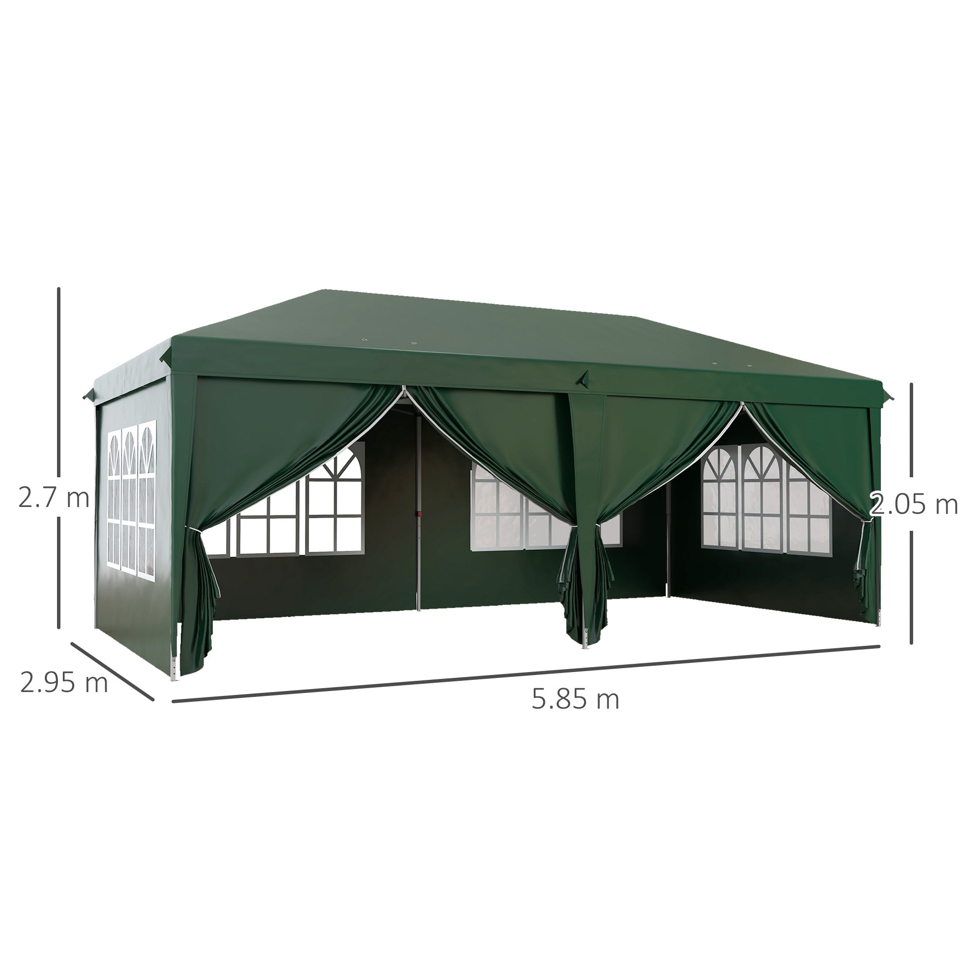 Outsunny 3 x 6m Pop-Up Gazebo, with Curtain Walls and Windows - Dark Green - anydaydirect