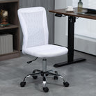 Vinsetto Computer Desk Chair, Mesh Office Chair with Adjustable Height and Swivel Wheels, Armless Study Chair, White - anydaydirect