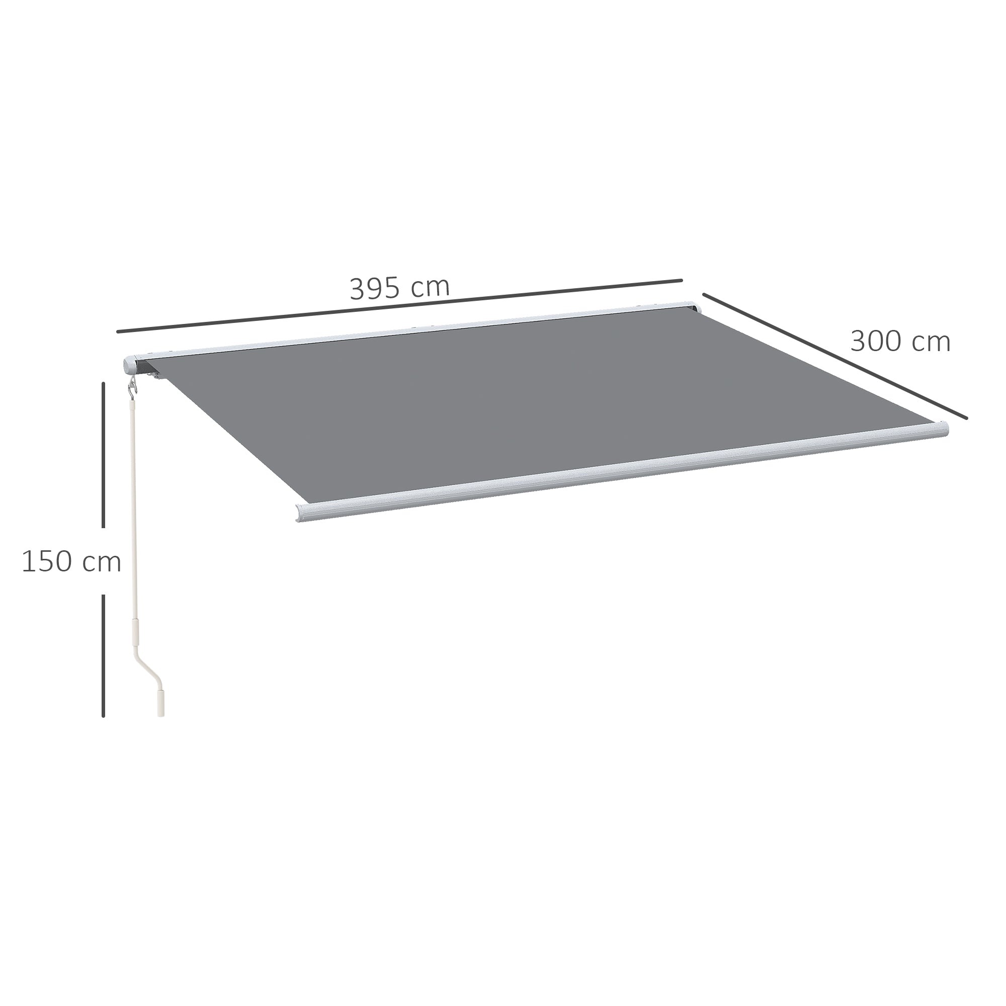 Outsunny 4x3m Full Cassette Electric/Manual Retractable Awning, Sun Canopies for Patio Door Window with Remote Controller, Grey - anydaydirect