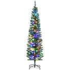 HOMCOM 6' Artificial Prelit Christmas Trees Holiday Décor with Colourful LED Lights, Pencil Shape, Steel Base - anydaydirect