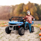 HOMCOM 12V Two-Seater Kids Electric Ride-On Car, with Electric Bucket, Remote Control - Blue - anydaydirect