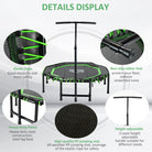 HOMCOM 48" Octagonal Mini Fitness Rebounder Trampoline Indoor Outdoor Foldable Mini Jumper with Adjustable Handle, Green - anydaydirect