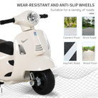 HOMCOM Vespa Licensed Kids Ride On Motorcycle 6V Battery Powered Electric Trike Toys for 18-36 Months with Horn Headlight White - anydaydirect