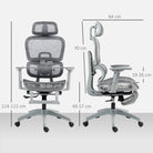 HOMCOM Multi-Adjustable Mesh Office Chair - Grey - anydaydirect