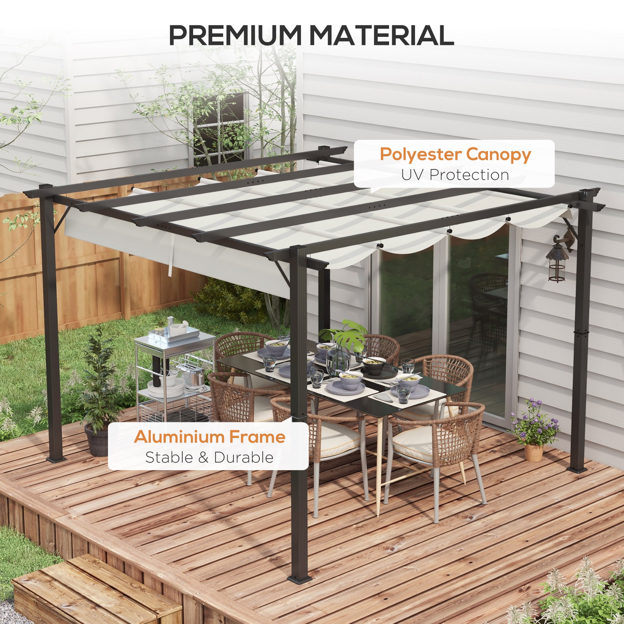 Outsunny 3 x 3(m) Aluminium Pergola Canopy Gazebo Awning Outdoor Garden Sun Shade Shelter Marquee Party BBQ, Light Grey - anydaydirect