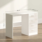 HOMCOM Computer Desk with Drawers, Dressing Table, High Gloss Home Office Writing Workstation, White - anydaydirect