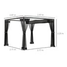Outsunny 3 x 3m Aluminium Frame Pergola, with Retractable Roof - Dark Grey - anydaydirect