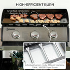 Outsunny 3 Burner Gas Plancha BBQ Grill with Lid, Black - anydaydirect