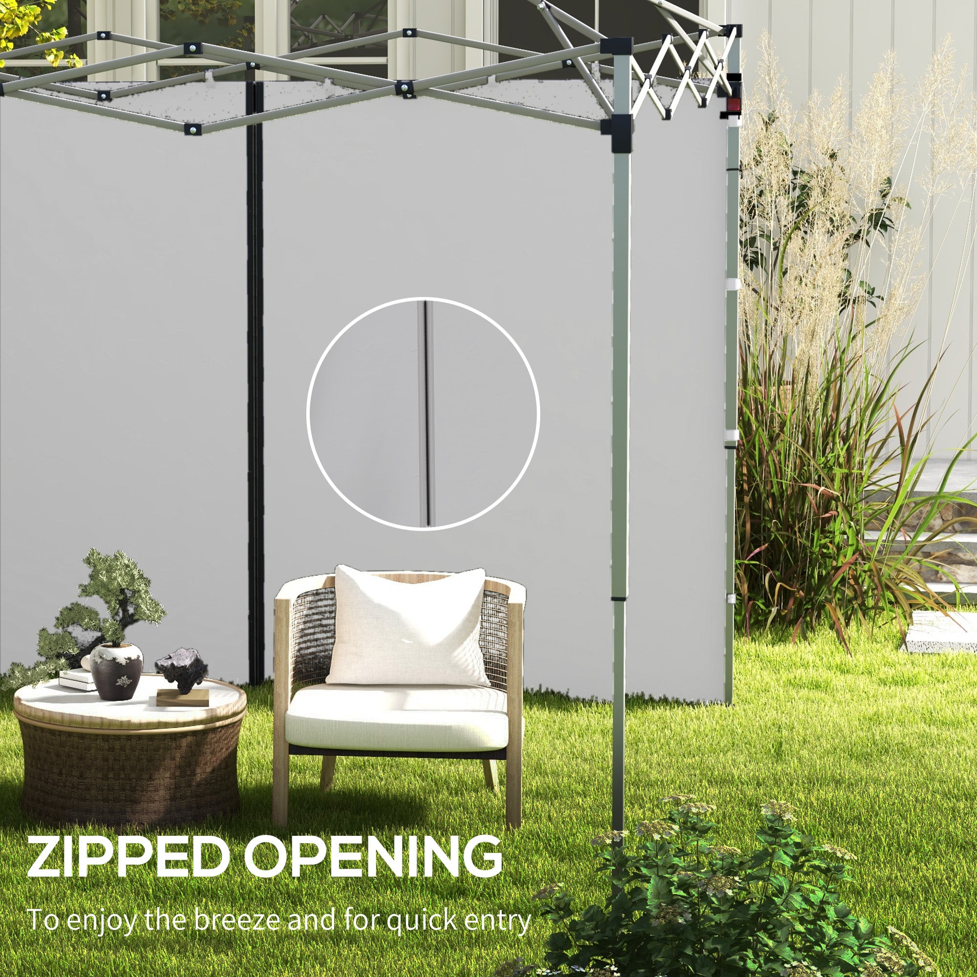 Outsunny Set of Two 3 x 3(m) Replacement Zipped Gazebo Walls - Grey - anydaydirect