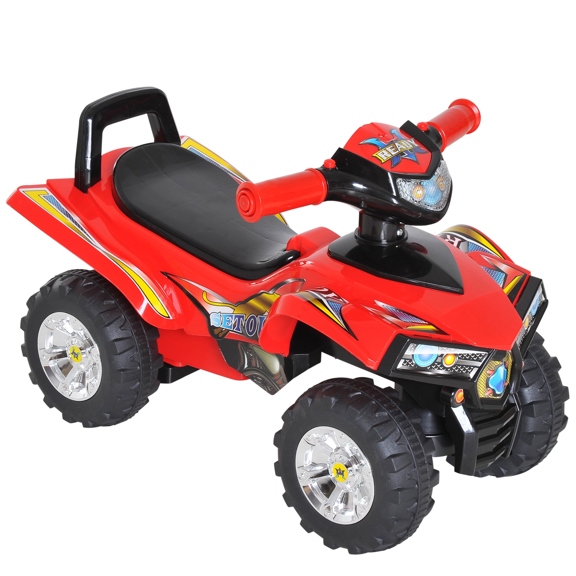 HOMCOM Kids Ride On Quad Bike, 60Lx38Wx42H cm-Red - anydaydirect