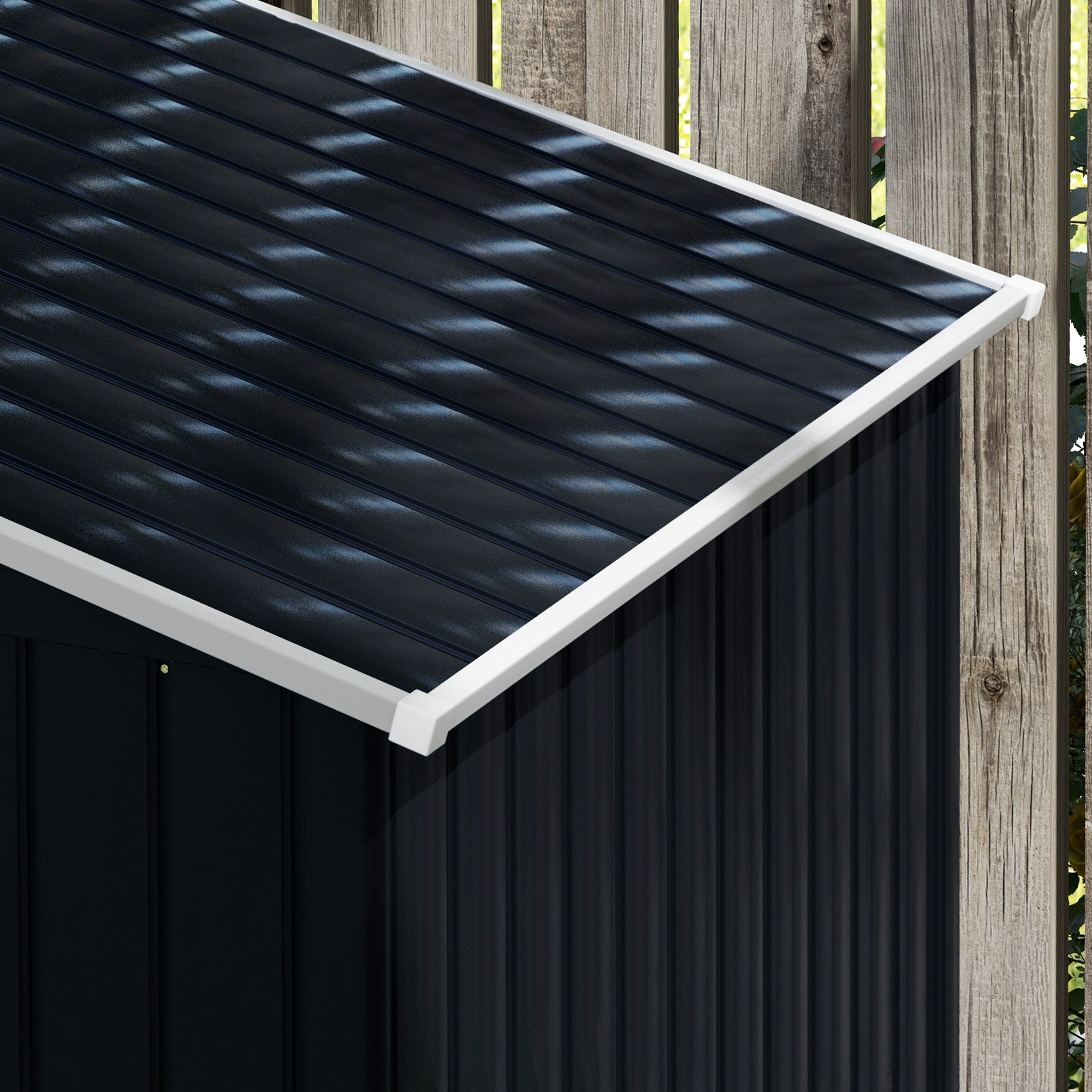 Outsunny Lockable Garden Shed Large Patio Roofed Tool Metal Storage Building Foundation Sheds Box Outdoor Furniture, 7ft x 4ft, Dark Grey - anydaydirect