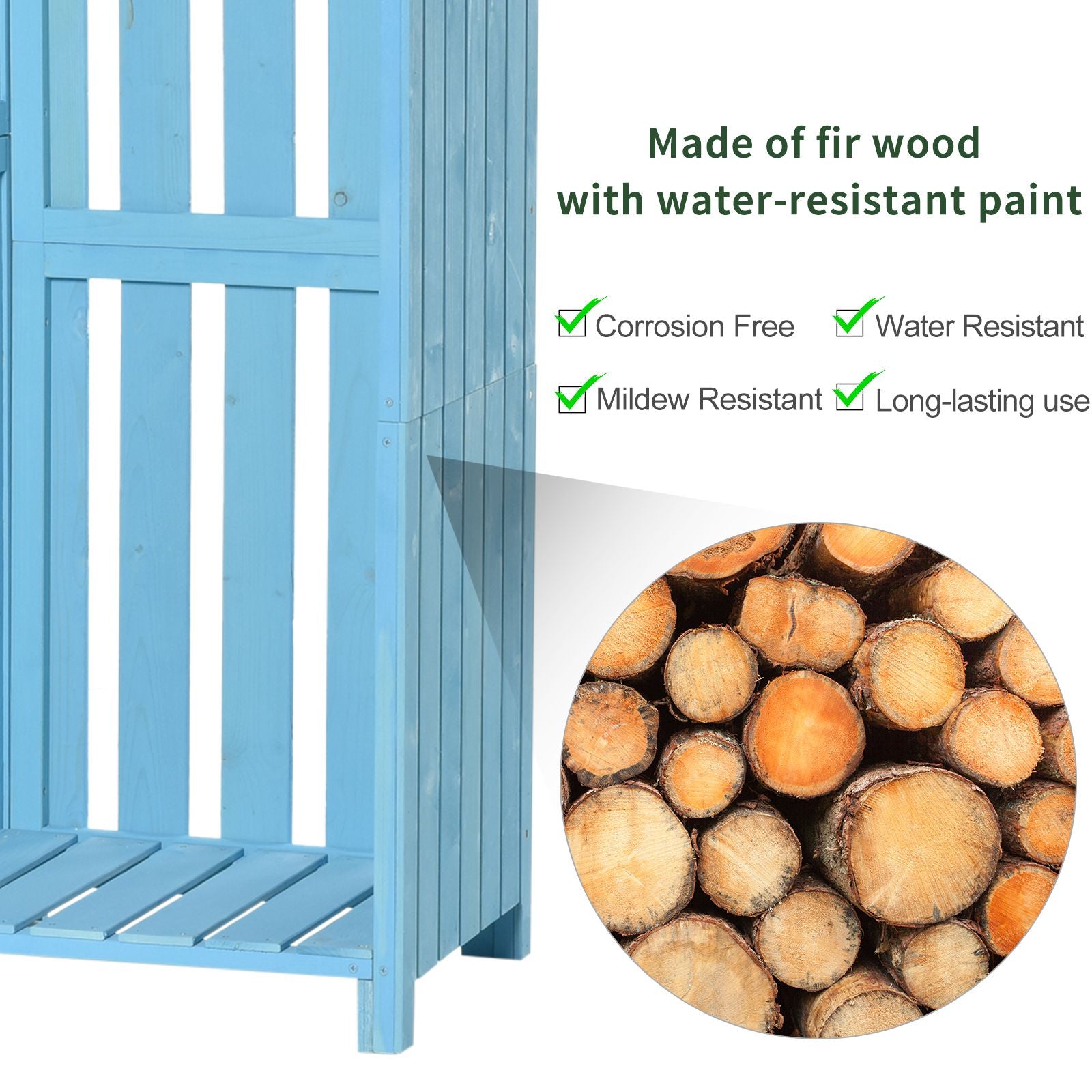 Outsunny Garden Shed Wooden Firewood House Storage Cabinet Waterproof Asphalt Roof Tool Organizer with Lockable Door, 180 x 130 x 55 cm - anydaydirect