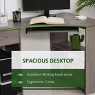 HOMCOM L-Shaped Corner Computer Desk w/ 2 Shelves Wide Worktop Keyboard Tray Drawer & CPU Stand Home Office Study Bedroom Furniture Grey - anydaydirect