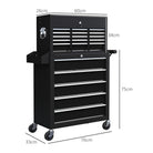HOMCOM 14 Drawer, Two-Part Tool Storage Chest on Wheels - Black - anydaydirect