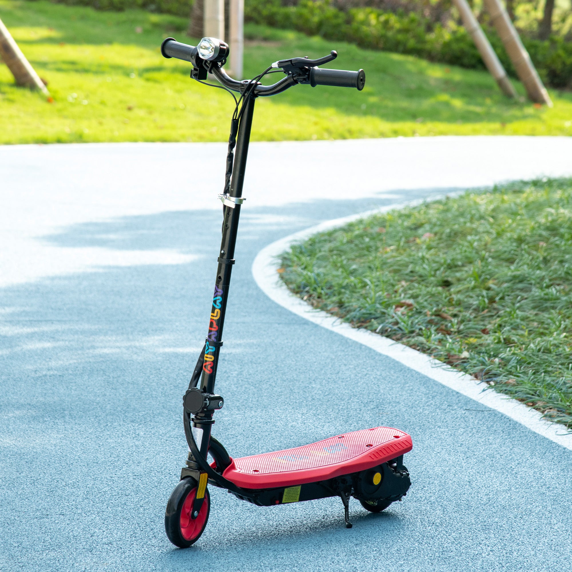 HOMCOM Electric Scooter for Kids 7-14, Foldable with LED Headlight, Durable & Safe, Vibrant Red - anydaydirect