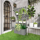 Outsunny 52L Wooden Planter, with Trellis and Shelves - Grey - anydaydirect