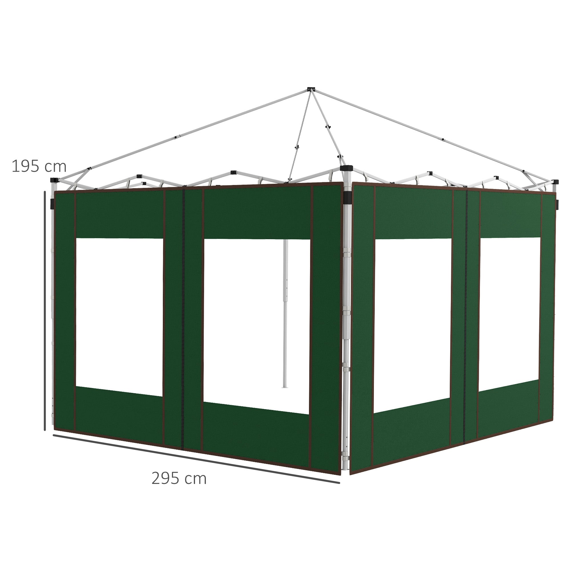 Outsunny Set of Two 295cm Replacement Canopy Walls - Green - anydaydirect
