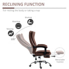 Vinsetto Home Office Chair Microfibre Desk Chair with Reclining Function Armrests Swivel Wheels Footrest Brown - anydaydirect